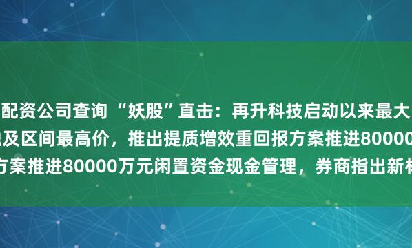配资公司查询 “妖股”直击：再升科技启动以来最大涨幅达266.39%今日触及区间最高价，推出提质增效重回报方案推进80000万元闲置资金现金管理，券商指出新材料行业需...